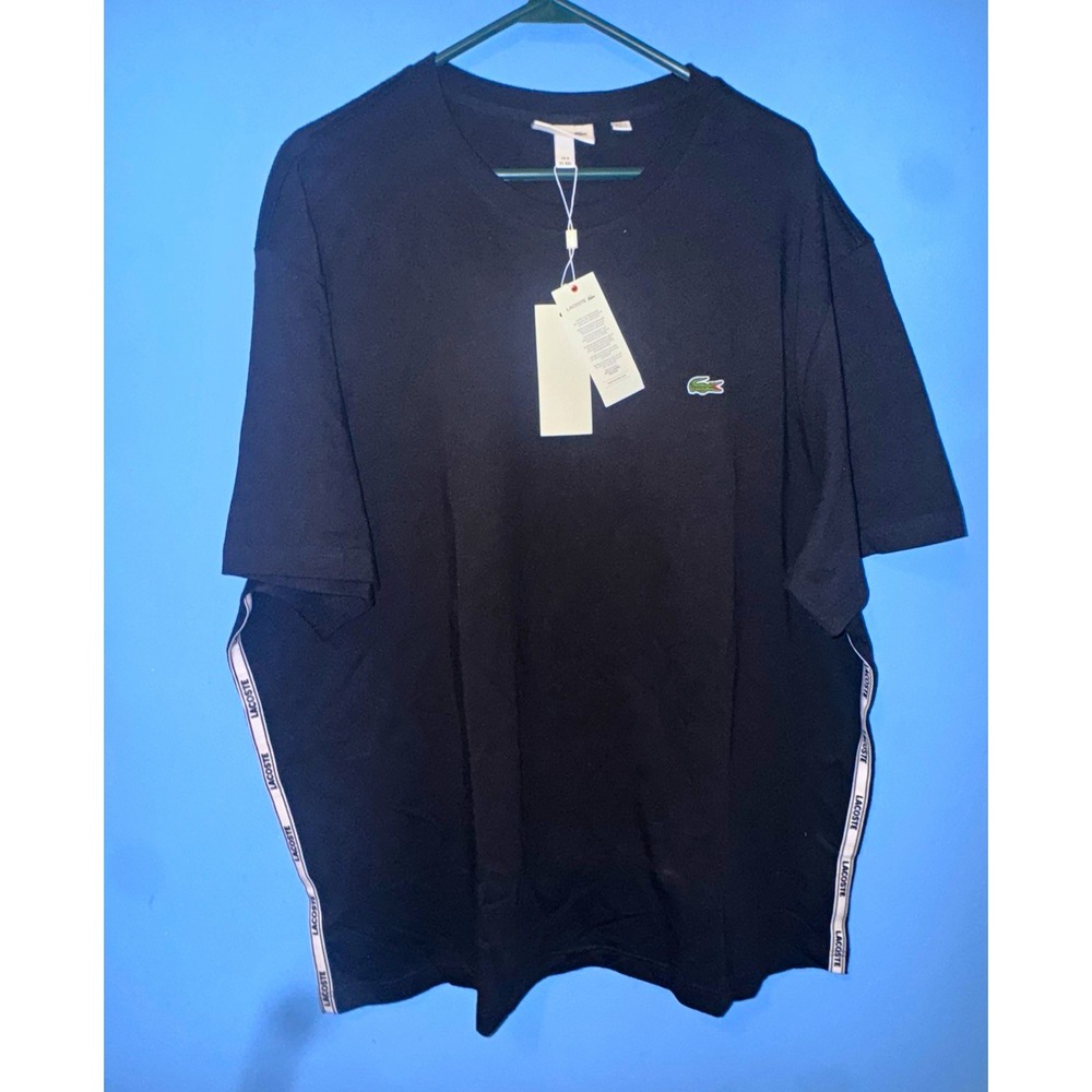 Lacoste Men's Black Regular Fit Crew Neck Short Sleeve Logo T-Shirt 4XL TH1207